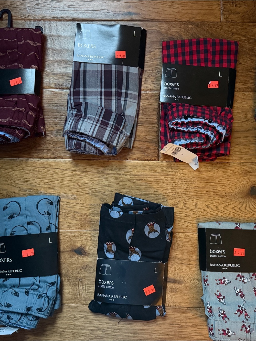Banana Republic Men’s Black Boxer Briefs - Plaid & Pattern Assorted (7 pairs)